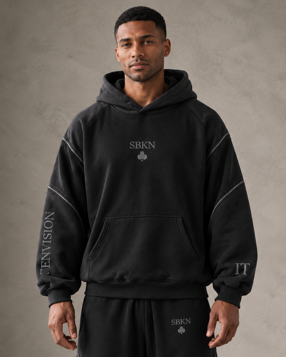 SBKN Hoodie | Black / Onyx | front | AI concept render