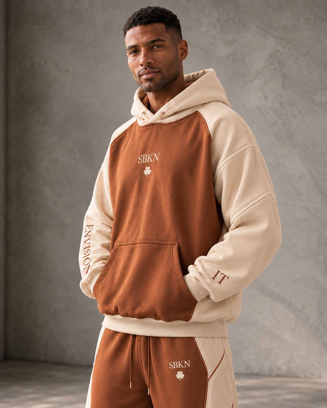 SBKN Hoodie | Mocha / Cream | three quarter | AI concept render