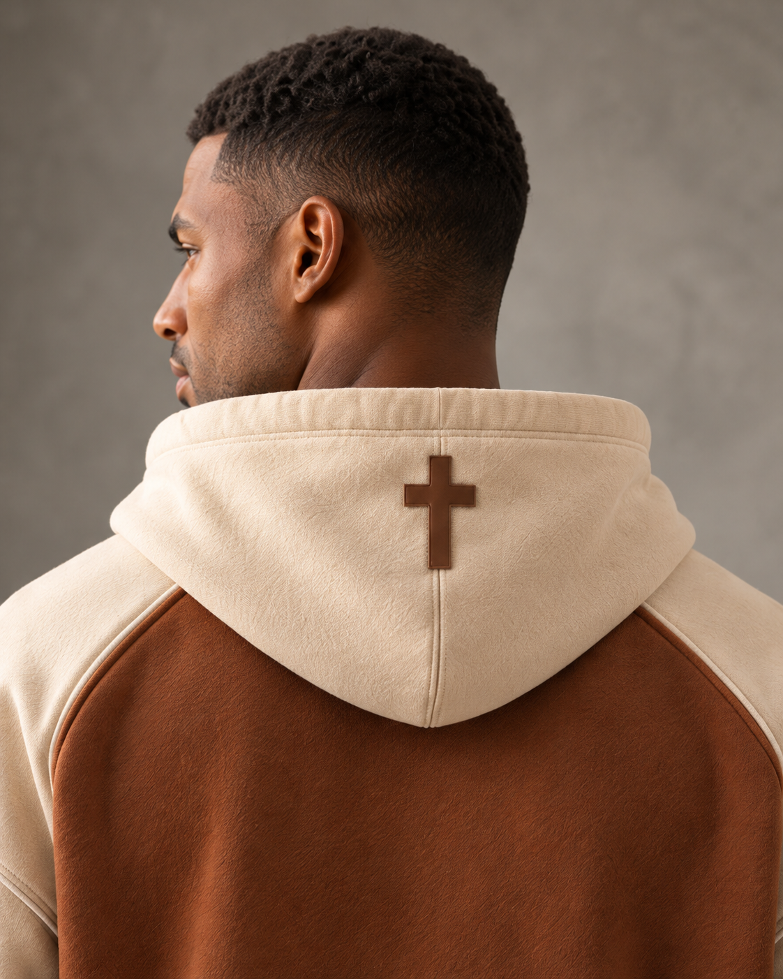 SBKN Hoodie | Mocha / Cream | cross detail | AI concept render
