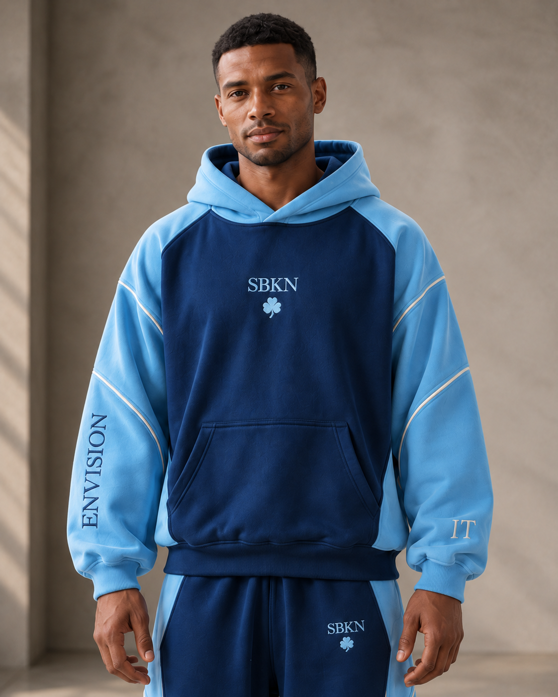 SBKN Hoodie | Navy / Ice | front | AI concept render