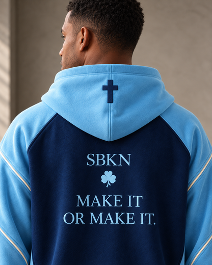 SBKN Hoodie | Navy / Ice | cross detail | AI concept render