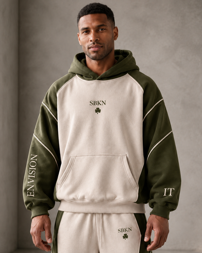 SBKN Hoodie | Olive / Bone | front | AI concept render